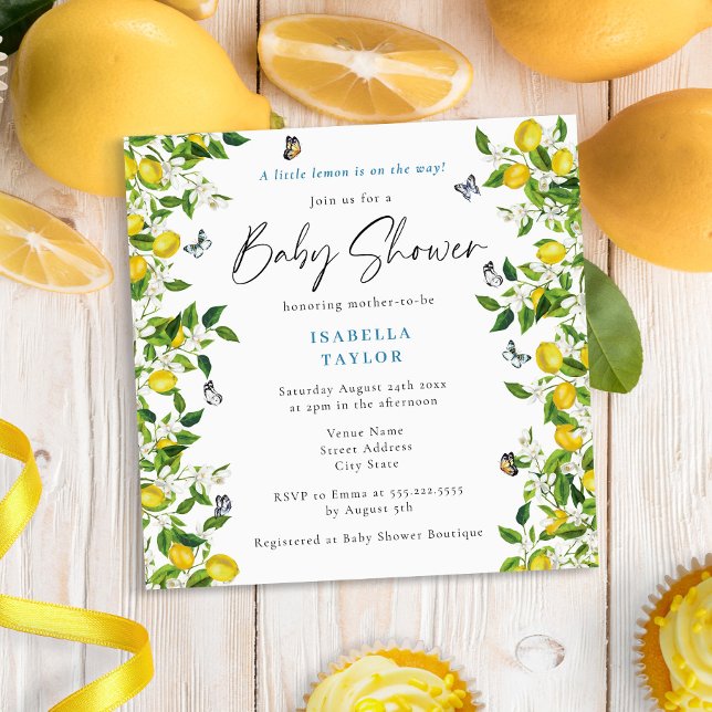 Invitación Baby Shower de limón de verano moderno (Subido por el creador)