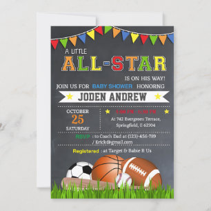 Invitación Baby Shower de Little All Star Sports
