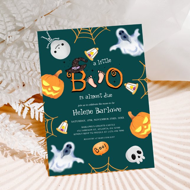 Invitación Baby Shower de Little Boo de Halloween (Halloween Little Boo Baby Shower Invitation)