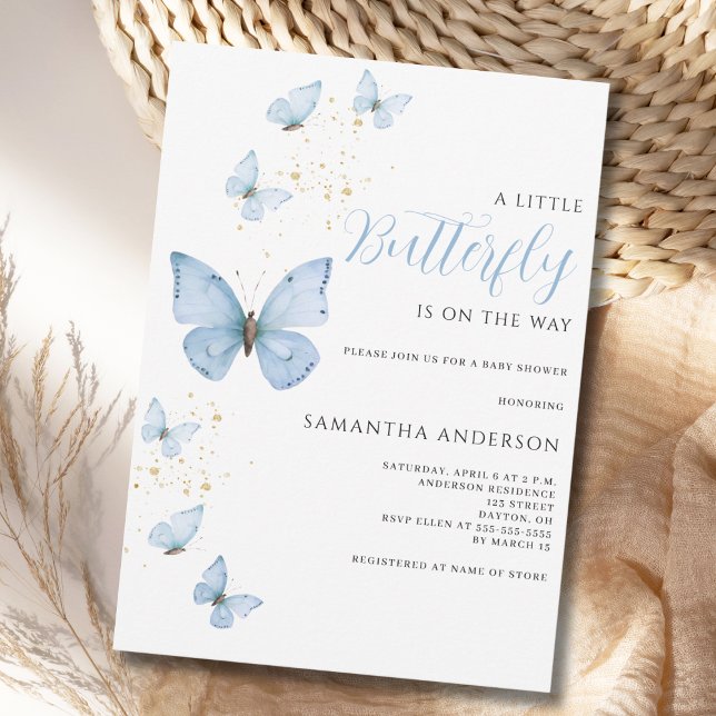 Invitación Baby Shower de Little Butfly Blue Boy (Subido por el creador)