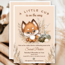Invitación Baby Shower de Little Fox de otoño