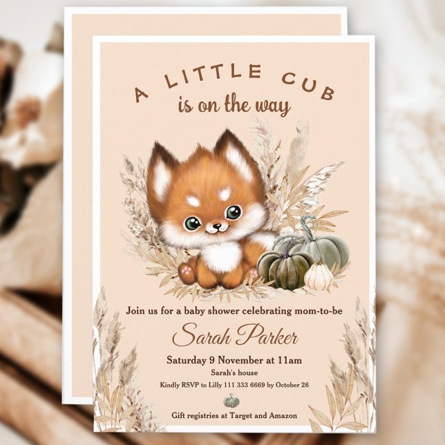 Invitación Baby Shower de Little Fox de otoño (Little Fox Fall Baby Shower Invitation)