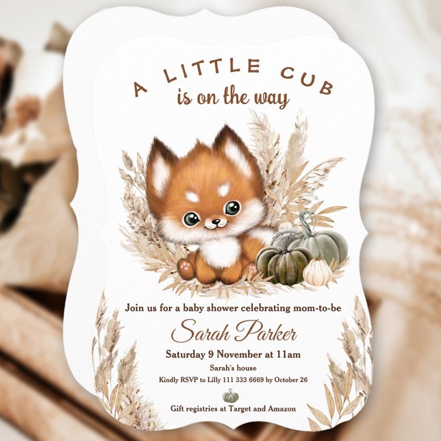 Invitación Baby Shower de Little Fox otoño (Fall Autumn Little Fox Baby Shower Invitation)