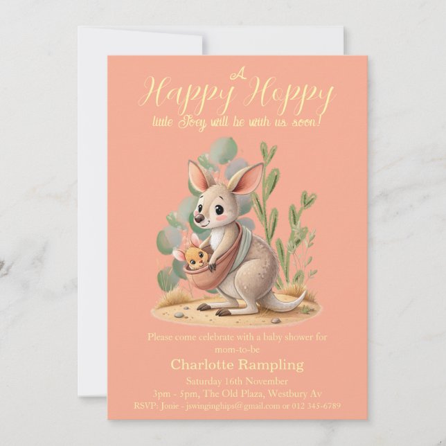 Invitación Baby Shower de Little Joey Peach (Anverso)