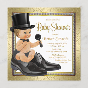 Invitación Baby Shower de Little Man Black Gold