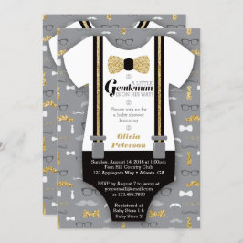 Invitación Baby Shower de Little Man, Purpurina fa