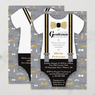 Invitación Baby Shower de Little Man, Purpurina fa