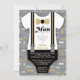 Invitación Baby Shower de Little Man, Purpurina fa