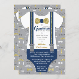 Invitación Baby Shower de Little Man, Purpurina fa