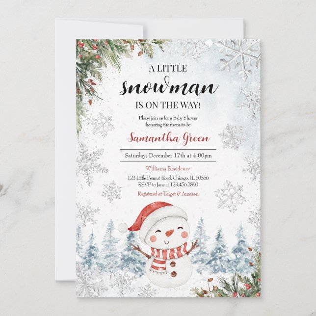 Invitación Baby Shower de Little Snowman (Anverso)
