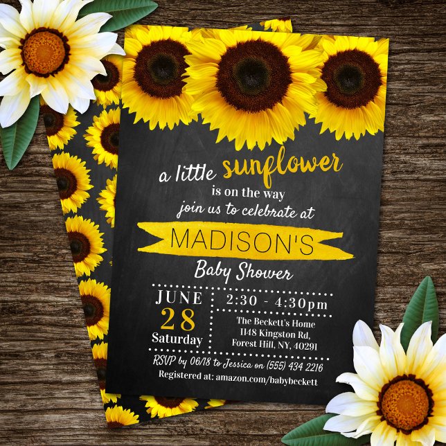 Invitación Baby Shower de Little Sunflower Chalkboard (Subido por el creador)