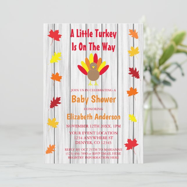 Invitación Baby Shower de Little Turkey (Anverso de pie)