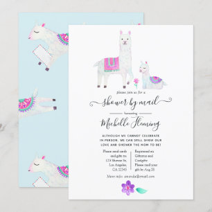 Invitación Baby Shower de Llama con Acuarela Adorable por Cor