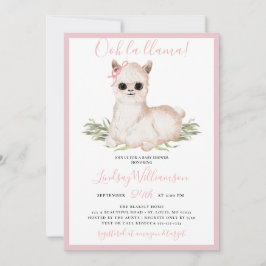 Invitación Baby Shower de Llama Rosa