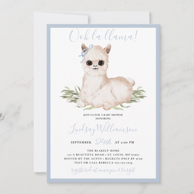 Invitación Baby Shower de llamada azul (Anverso)