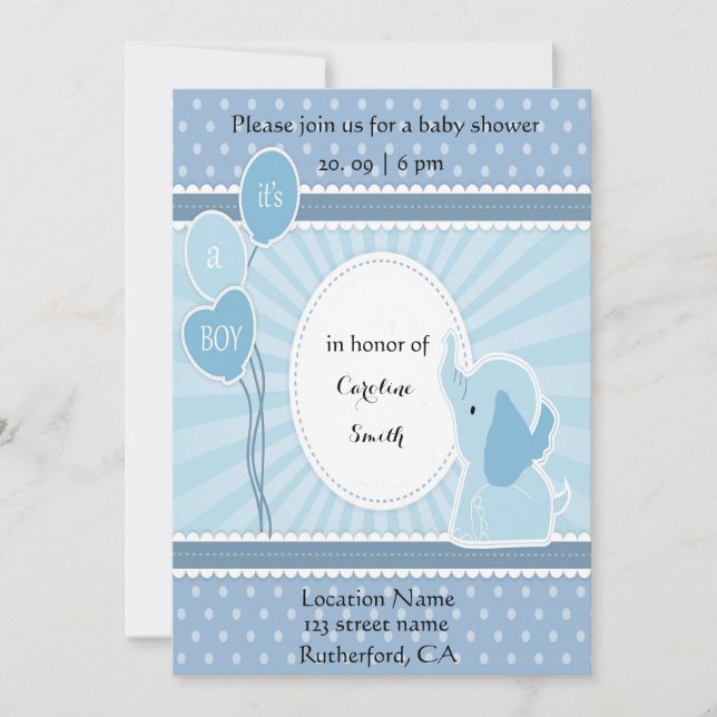 Invitación Baby Shower de llegada de bebé (Anverso)