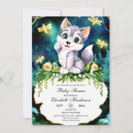 Invitación Baby Shower de Lobo Forestal Encantado