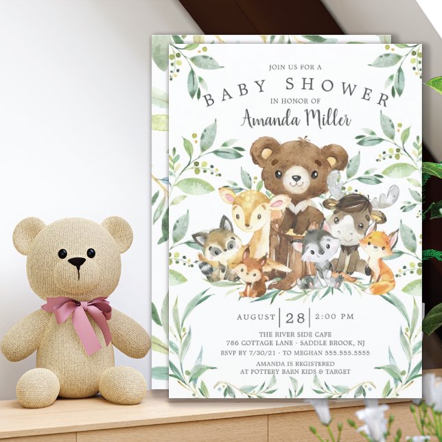 Invitación Baby Shower de los amigos de Woodland (Subido por el creador)