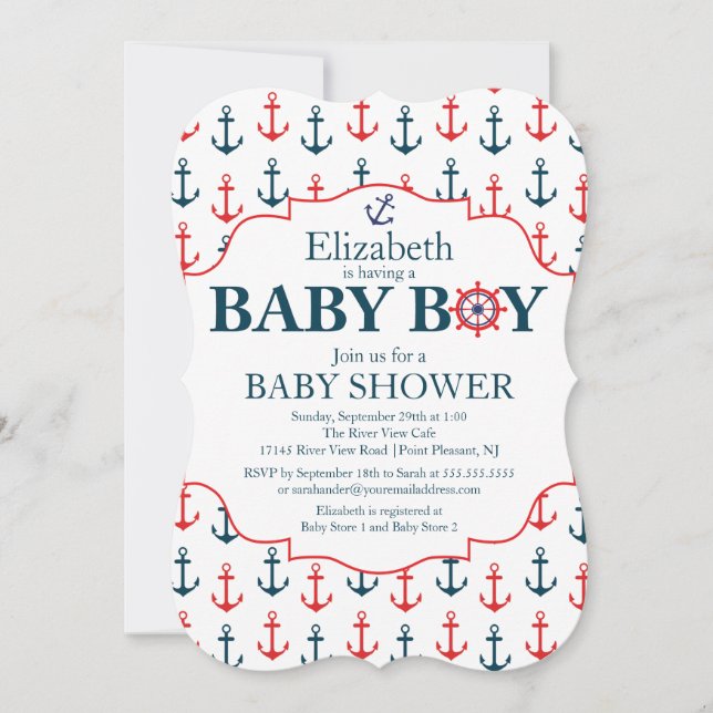 Invitación Baby Shower de los ancestros náuticos lejos de los (Anverso)