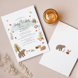 Invitación Baby Shower de los animales de Woodland otoño
