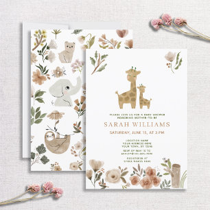 Invitación Baby Shower de los animales del Boho Safari de Gir