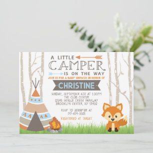 Invitación Baby Shower de los animales del bosque de Camper d