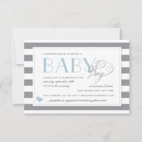 Baby Shower de los chicos azul claro gris y franja