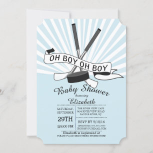 Invitación Baby Shower de los chicos modernos de hockey mascu
