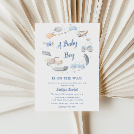 Invitación Baby Shower de los coches de transporte de Baby Bo