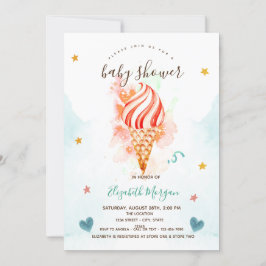 Invitación Baby Shower de los corazones de las estrellas del 
