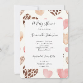 Invitación Baby Shower de los corazones del leopardo marrón c