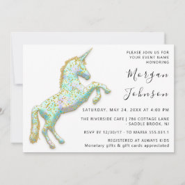 Invitación Baby Shower de los cumpleaños blancos Gold Pink Un