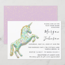 Invitación Baby Shower de los cumpleaños blancos Gold Pink Un