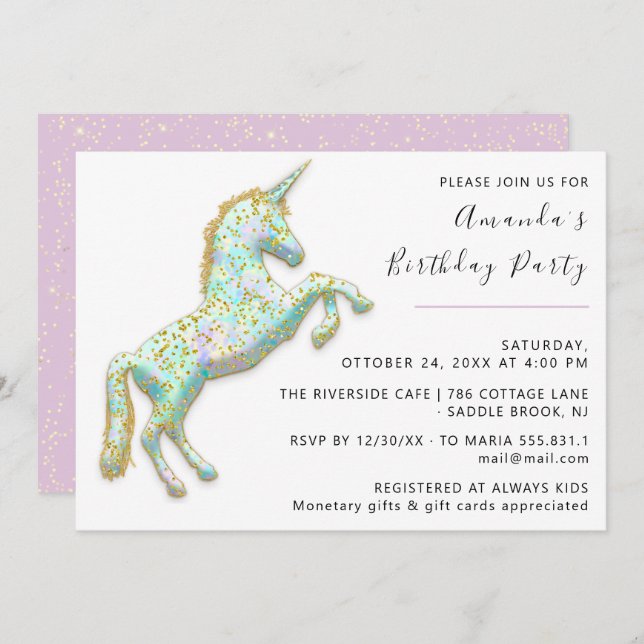 Invitación Baby Shower de los cumpleaños blancos Gold Pink Un (Anverso / Reverso)