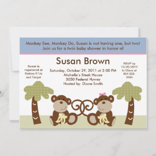 Invitación Baby Shower de los gemelos de tiempo de