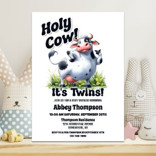 Invitación Baby Shower de los gemelos de vaca sagrada