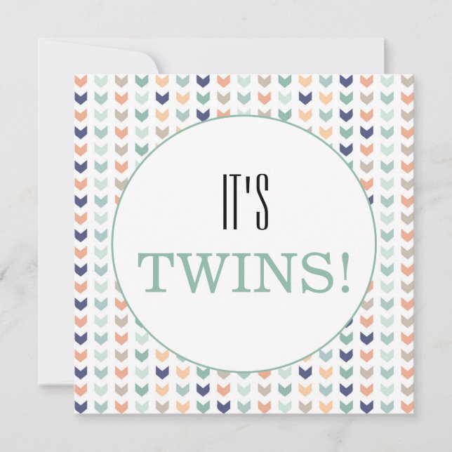 Invitación Baby Shower de los gemelos geométricos modernos (Anverso)