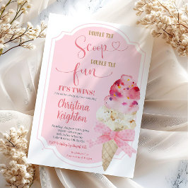 Invitación Baby Shower de los gemelos Scoop Ice Cream