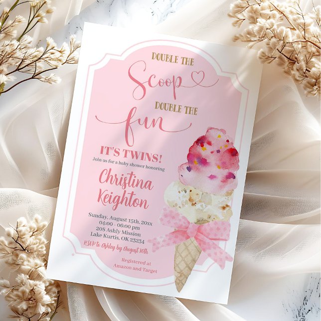 Invitación Baby Shower de los gemelos Scoop Ice Cream (Subido por el creador)