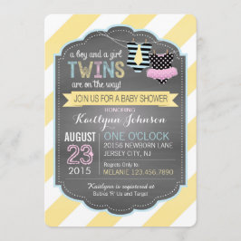 Invitación Baby Shower de los gemelos Tie y Tutu