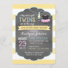 Invitación Baby Shower de los gemelos Tie y Tutu