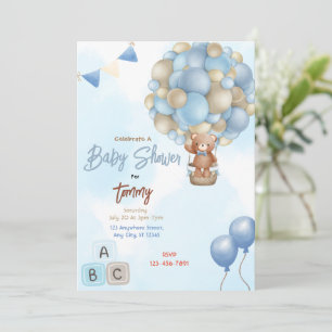 Invitación Baby Shower de los globos azules