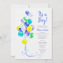 Invitación Baby Shower de los globos azules