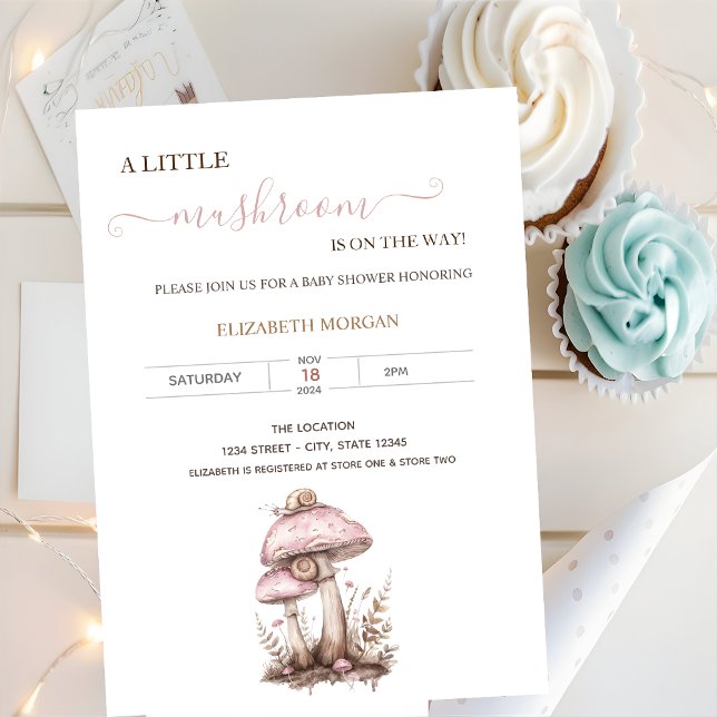 Invitación Baby Shower de los hongos de color acuático (Subido por el creador)