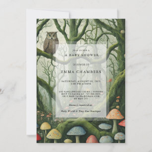 Invitación Baby Shower de los hongos de Forest Woodland encan