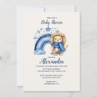Baby Shower de los leones del arcoiris azul