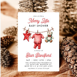 Invitación Baby Shower de los Navidades modernos de moras roj