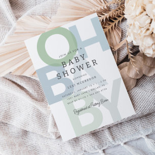 Invitación Baby Shower de los niños Blue Green