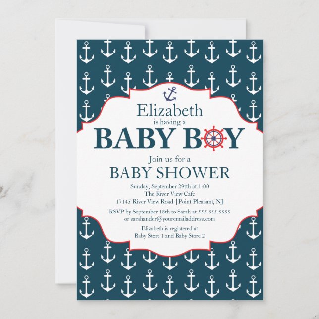 Invitación Baby Shower de los niños de los ancestros azul y b (Anverso)