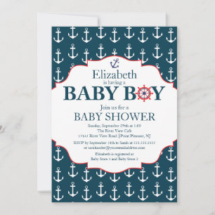 Invitación Baby Shower de los niños de los ancestros azul y b